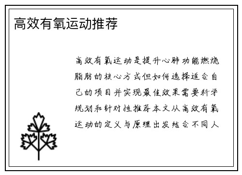 高效有氧运动推荐